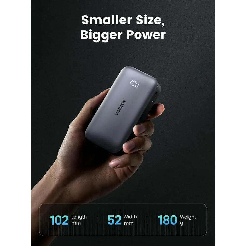 UGREEN PB502 külső akkumulátor, 10000mAh, 30W, QC + PD, 1 x USB-A - 1 x USB-C, szürke