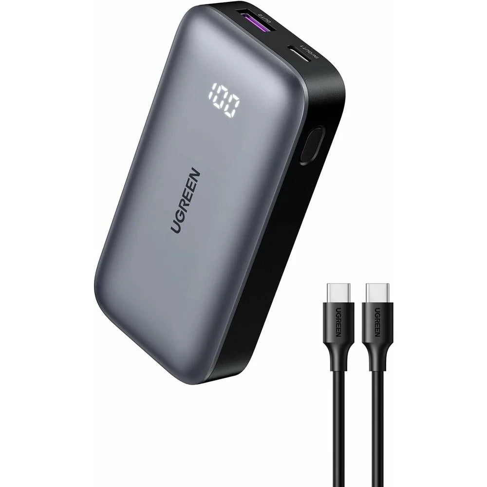 UGREEN PB502 külső akkumulátor, 10000mAh, 30W, QC + PD, 1 x USB-A - 1 x USB-C, szürke