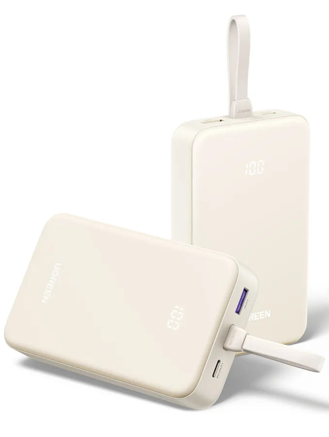 UGREEN PB521 külső akkumulátor, 20000mAh, 30W, QC + PD, 1 x USB-A - 2 x USB-C, Fehér