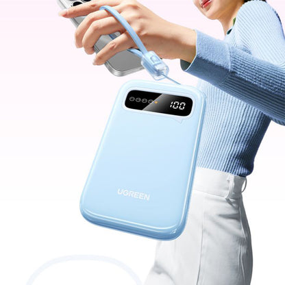 UGREEN PB522 külső akkumulátor, 10000mAh, 20W, QC + PD, 1 x USB-A - 1 x USB-C, Kék