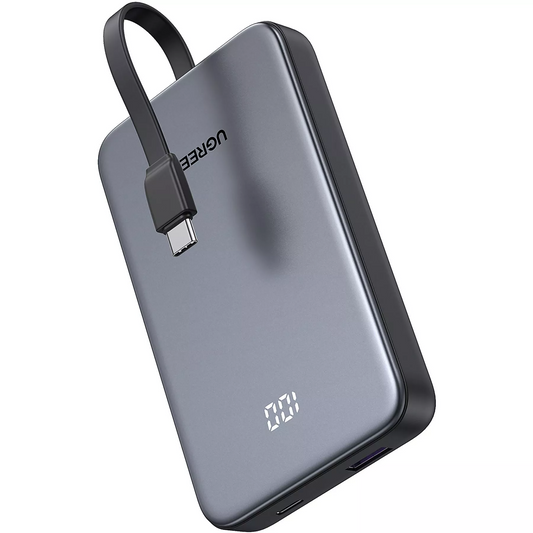 UGREEN PB526 (75161B) külső akkumulátor, 10000mAh, 20W, QC + PD, 1 x USB-A - 2 x USB-C, Szürke