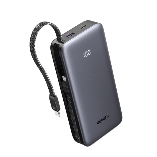 UGREEN PB528 (55985B) külső akkumulátor, 20000mAh, 30W, QC + PD, 1 x USB-A - 3 x USB-C, szürke