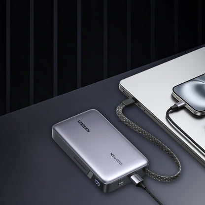UGREEN PB551 külső akkumulátor (55992B), 20000mAh, 145W, QC + PD, 1 x USB-A - 2 x USB-C, szürke