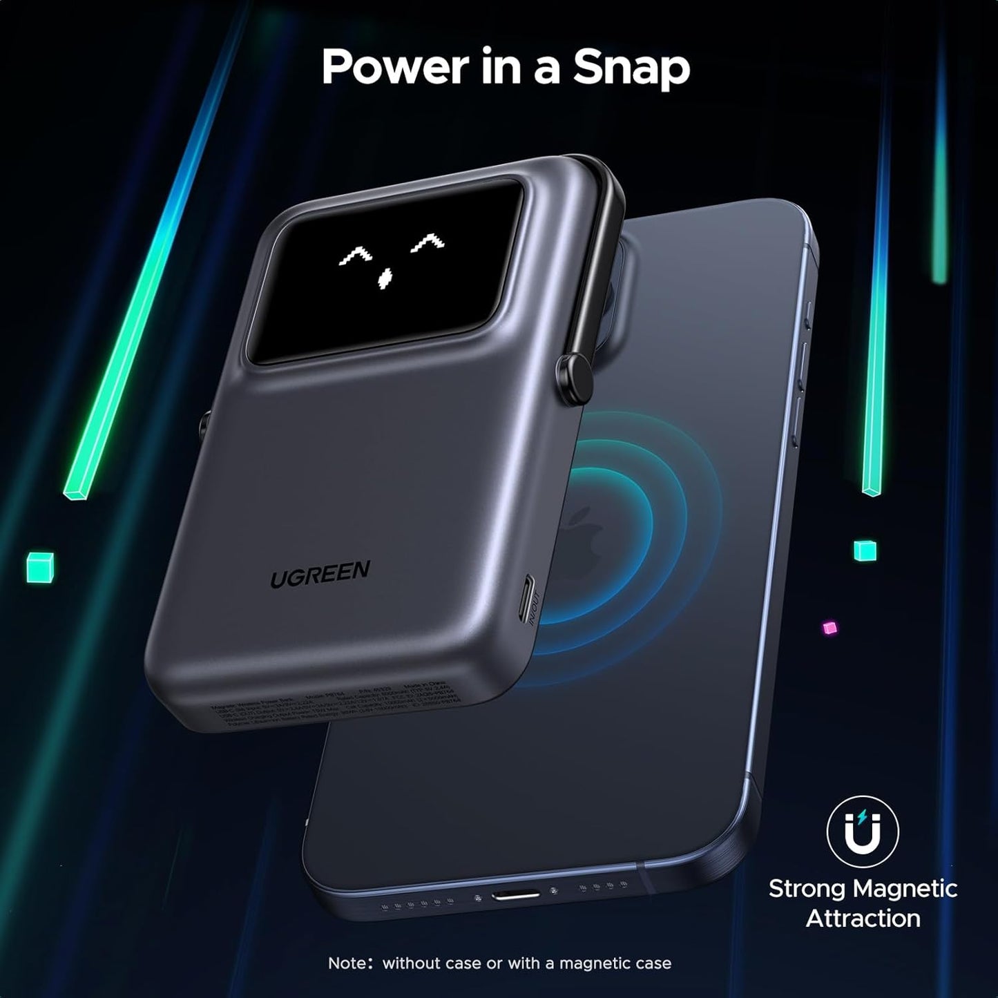 UGREEN PB572 Uno vezeték nélküli külső akkumulátor, 10000mAh, 20W, PD + FQI, 1 x QI - 1 x USB-C, Szürke