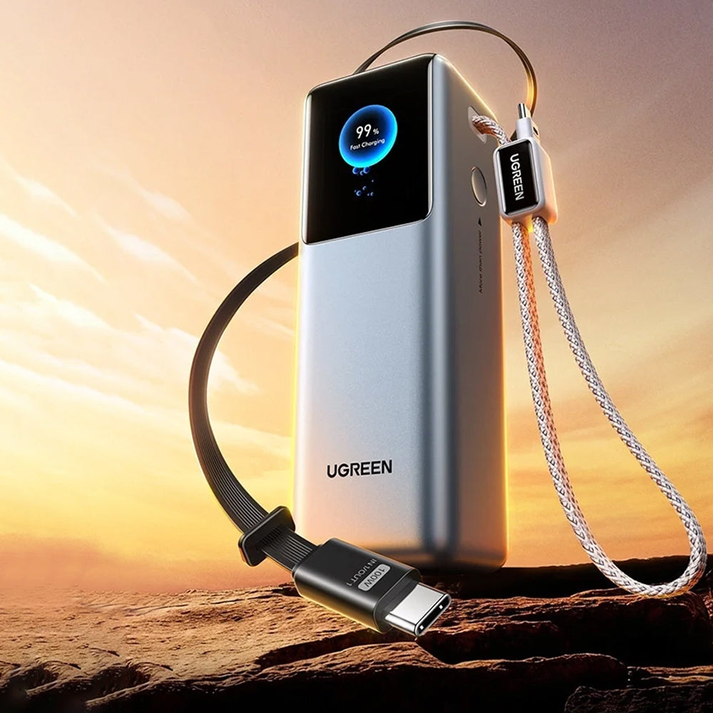 UGREEN PB728 (75702B) külső akkumulátor, 25000mAh, 200W, QC + PD, 1 x USB-A - 3 x USB-C, Szürke