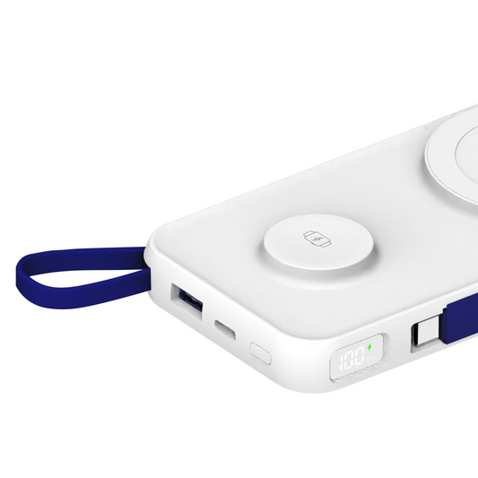 3MK PastelUp Wireless External Battery, 10000mAh, 22.5W, QC + PD + FQI, 1 x USB-A - 1 x USB-C - 2 x QI, White