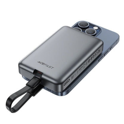 Külső vezeték nélküli akkumulátor Acefast M10, 10000mAh, 30W, PD + FQI, 1 x QI - 2 x USB-C, Fekete