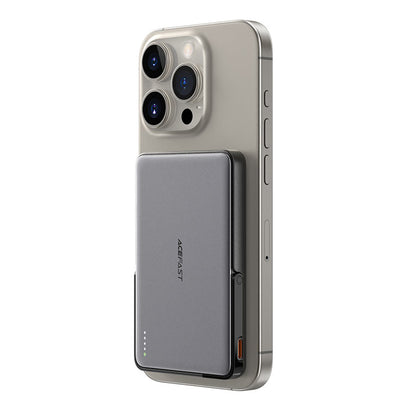 Acefast M16 vezeték nélküli külső akkumulátor, 5000mAh, 18W, PD + FQI, 1 x QI - 1 x USB-C, fekete