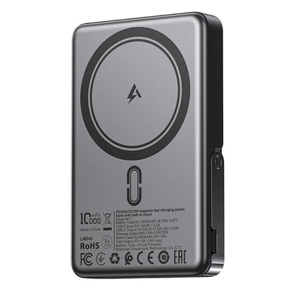 Acefast M17 vezeték nélküli külső akkumulátor, 10000mAh, 22.5W, PD + FQI, 1 x QI - 1 x USB-C, Fekete