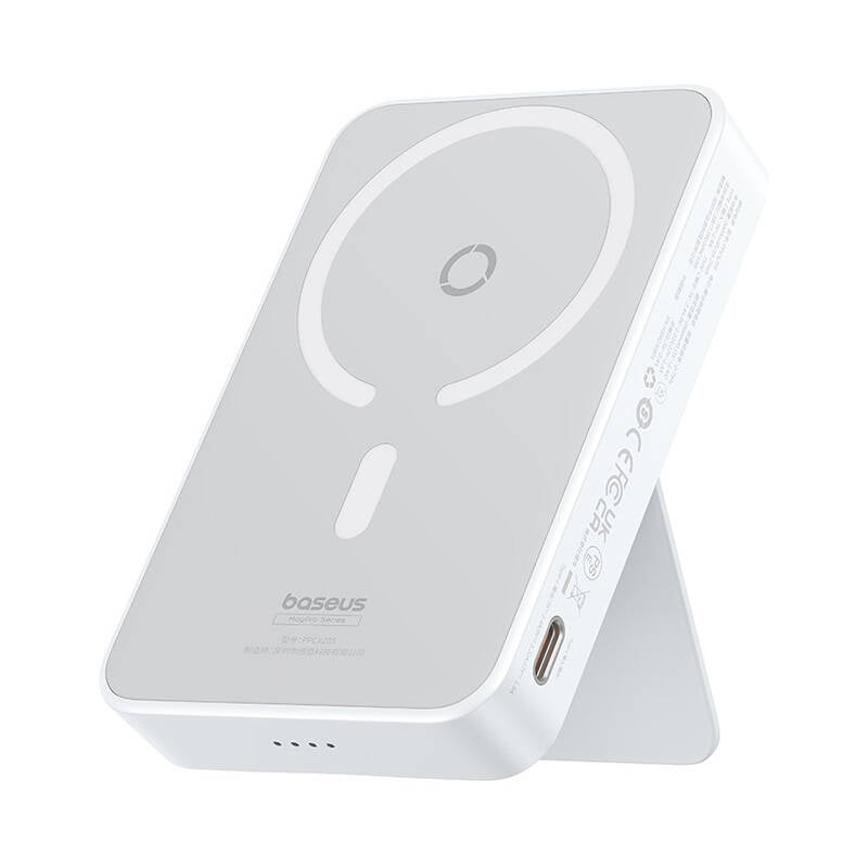 Baseus MagPro PPCXZ05 vezeték nélküli külső akkumulátor, 5000mAh, 20W, PD + FQI, 1 x QI - 1 x USB-C, Fehér P10064101223-00