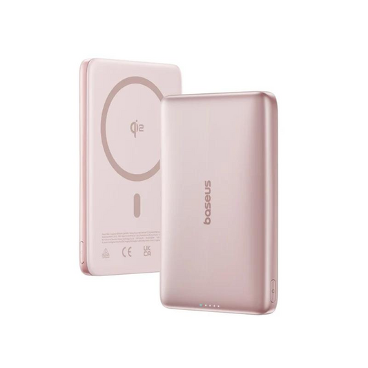 Baseus PicoGo AM41 külső vezeték nélküli akkumulátor, 10000mAh, 27W, PD + FQI, 1 x QI - 1 x USB-C, Rózsaszín E0027202