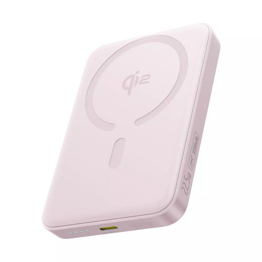 Baseus Enerfill FM12 vezeték nélküli külső akkumulátor, 10000mAh, 22.5W, PD + FQI, 1 x QI - 1 x USB-C, Rózsaszín E0028502