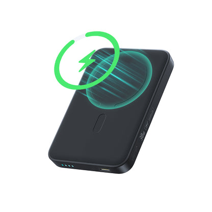 Baseus EnerFill FM11 Wireless External Battery, 10000mAh, 30W, PD + FQI, 1 x QI - 1 x USB-C, Black