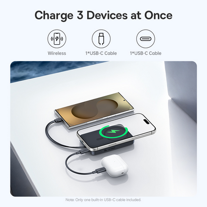 Baseus EnerFill FM11 vezeték nélküli külső akkumulátor, 10000 mAh, 30 W, PD + FQI, 1 x QI – 2 x USB-C, fekete E0028904