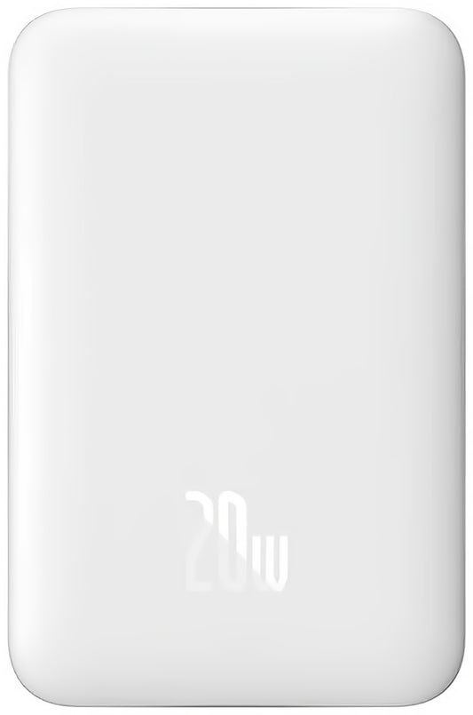 Külső vezeték nélküli akkumulátor Baseus Magnetic Mini, 10000mAh, 20W, PD + FQI, 1 x QI - 1 x USB-C, Fehér PPCX07002