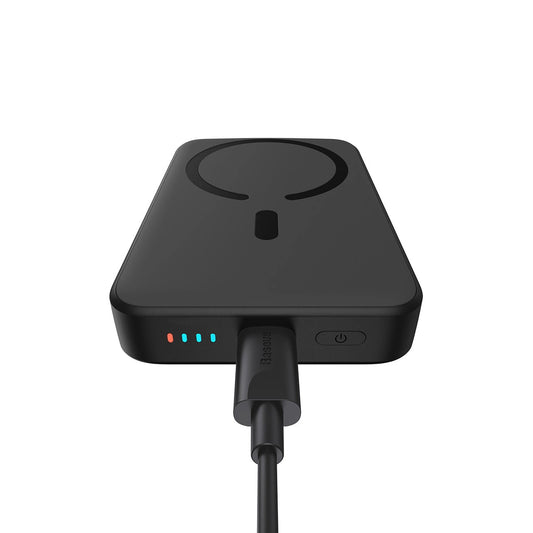 Külső vezeték nélküli akkumulátor Baseus Magnetic Mini, 10000mAh, 20W, PD + FQI, 1 x QI - 1 x USB-C, fekete PPCX070001