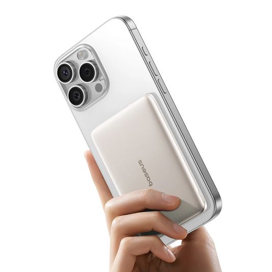 Baseus PicoGo AM41 külső vezeték nélküli akkumulátor, 5000mAh, 20W, PD + FQI, 1 x QI - 1 x USB-C, bézs