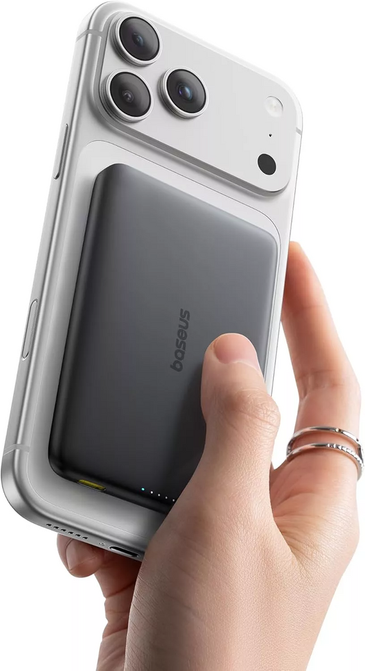 Baseus PicoGo AM41 külső vezeték nélküli akkumulátor, 10000mAh, 27W, PD + FQI, 1 x QI - 1 x USB-C, Fekete E0027201