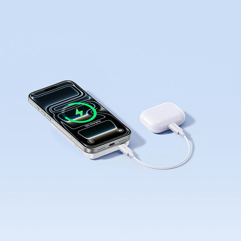 Baseus EnerFill FM11 vezeték nélküli külső akkumulátor, 10000mAh, 30W, PD + FQI, 1 x QI - 1 x USB-C, Fehér