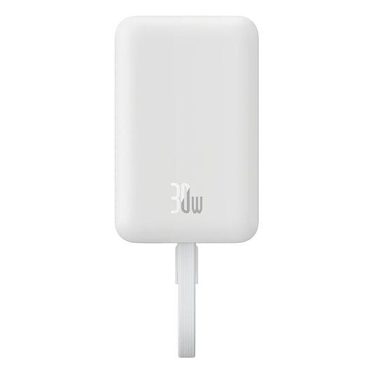 Külső vezeték nélküli akkumulátor Baseus Magnetic Mini, 10000mAh, 30W, PD + FQI, 1 x QI - 2 x USB-C, Fehér P1002210B223-00
