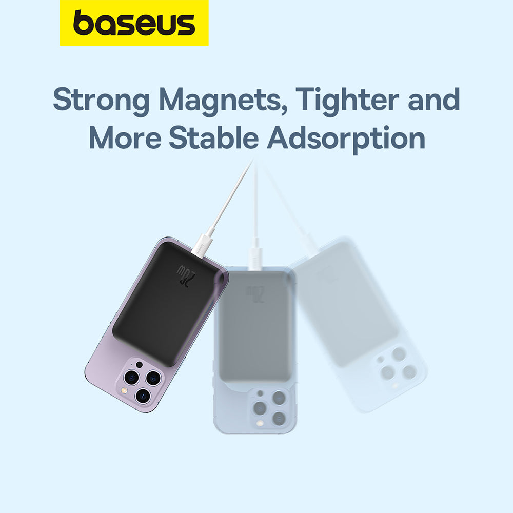 Baseus Mini Air külső vezeték nélküli akkumulátor, 6000mAh, 20W, PD + FQI, 1 x QI - 1 x USB-C, Fekete P10059002113-00