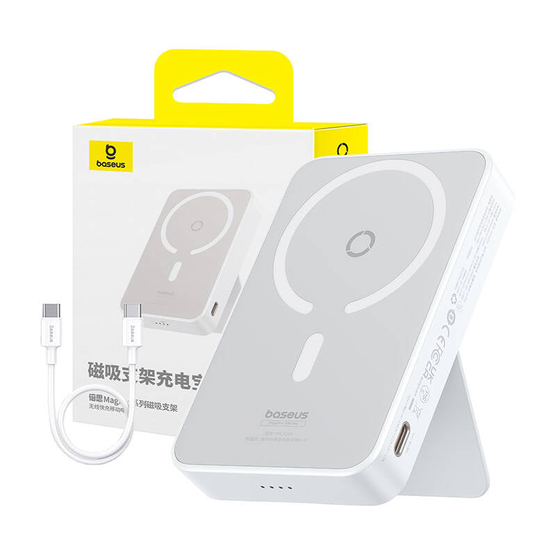 Baseus MagPro PPCXZ05 vezeték nélküli külső akkumulátor, 5000mAh, 20W, PD + FQI, 1 x QI - 1 x USB-C, Fehér P10064101223-00