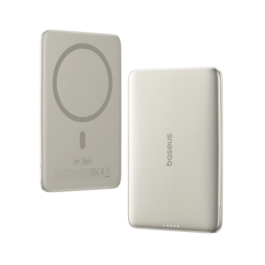 Baseus PicoGo AM41 külső vezeték nélküli akkumulátor, 5000mAh, 20W, PD + FQI, 1 x QI - 1 x USB-C, bézs