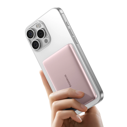 Baseus PicoGo AM41 vezeték nélküli külső akkumulátor, 5000mAh, 20W, PD + FQI, 1 x QI - 1 x USB-C, Rózsaszín P1007680C453-00