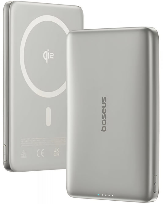 Baseus PicoGo AM41 külső vezeték nélküli akkumulátor, 10000mAh, 27W, PD + FQI, 1 x QI - 1 x USB-C, bézs E0027203