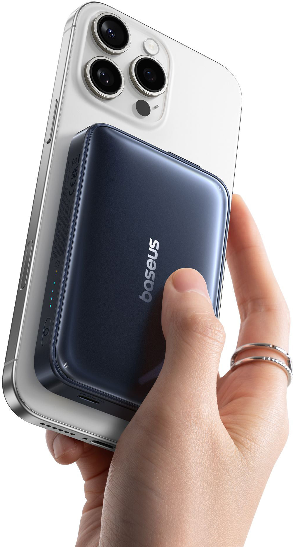 Baseus PicoGo AM61 vezeték nélküli külső akkumulátor, 10000mAh, 45W, PD + FQI, 1 x QI - 2 x USB-C, Fekete E0028V00