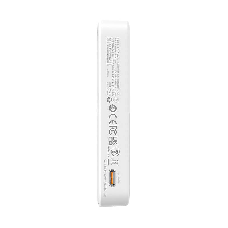 Baseus MagPro PPCXZ05 vezeték nélküli külső akkumulátor, 5000mAh, 20W, PD + FQI, 1 x QI - 1 x USB-C, Fehér P10064101223-00