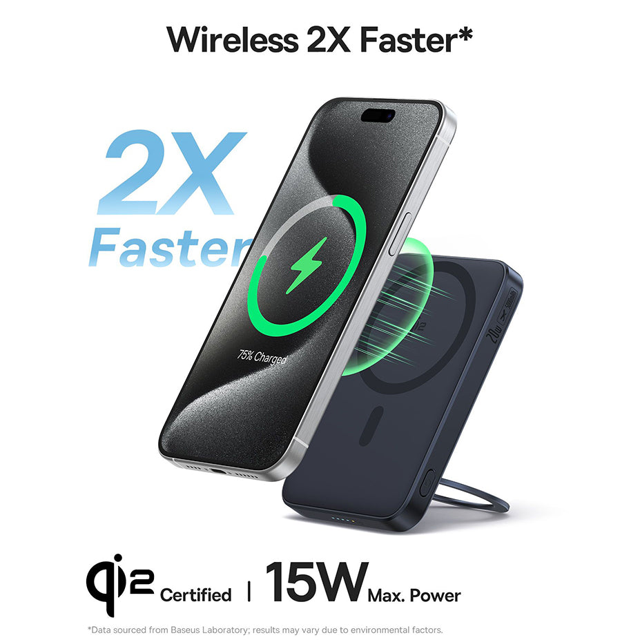Baseus PicoGo külső vezeték nélküli akkumulátor, 5000mAh, 20W, PD + FQI, 1 x QI - 1 x USB-C, Fekete P10076802123-00