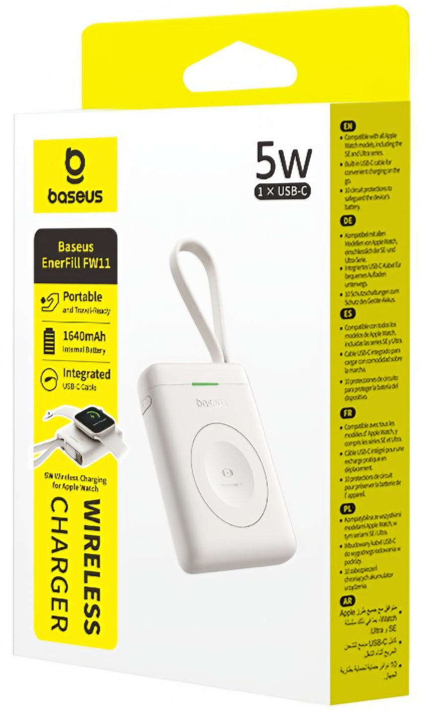 Baseus EnerFill FW11 vezeték nélküli külső akkumulátor, 1640mAh, 5W, 1 x QI, Fehér E0205302