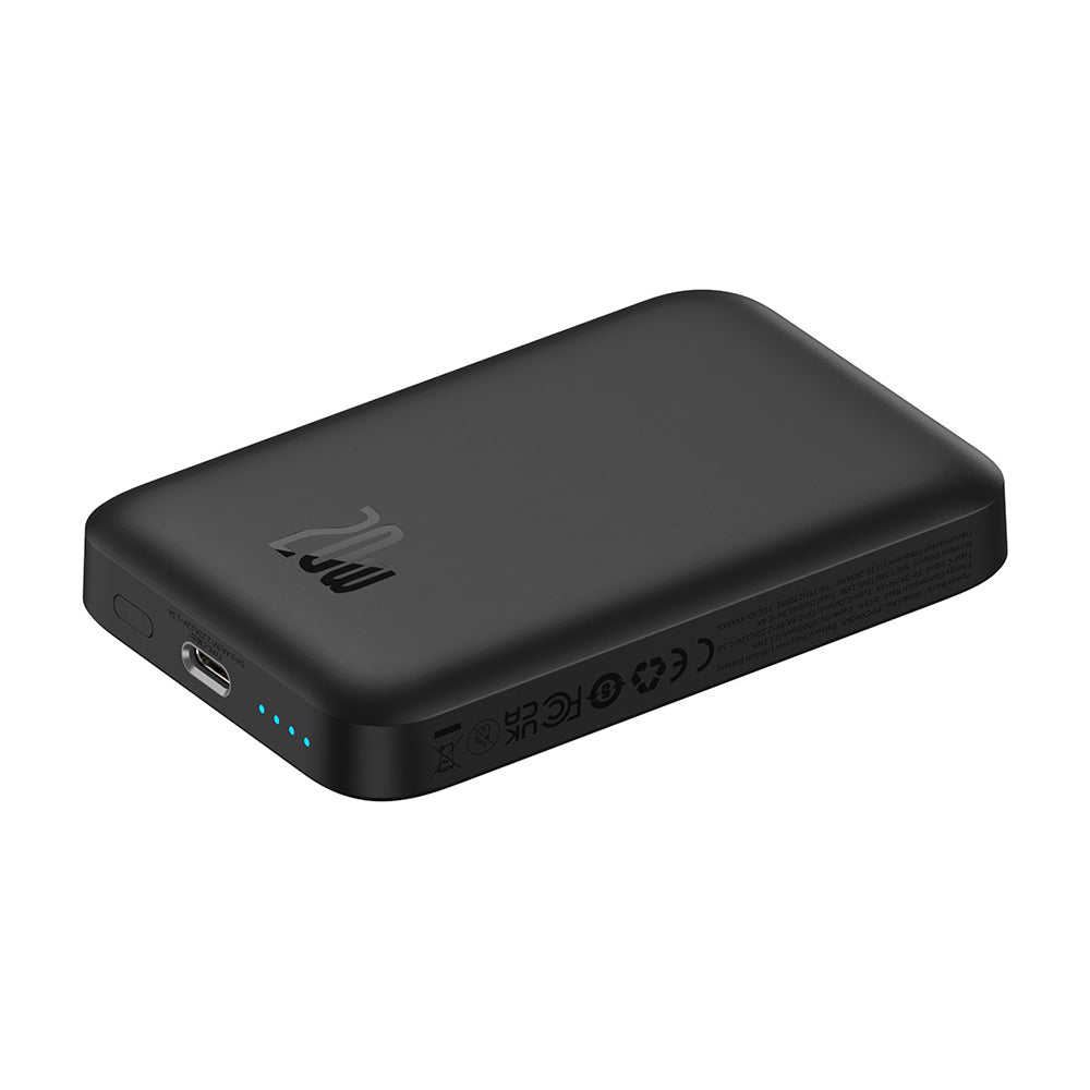 Baseus Mini Air külső vezeték nélküli akkumulátor, 6000mAh, 20W, PD + FQI, 1 x QI - 1 x USB-C, Fekete P10059002113-00