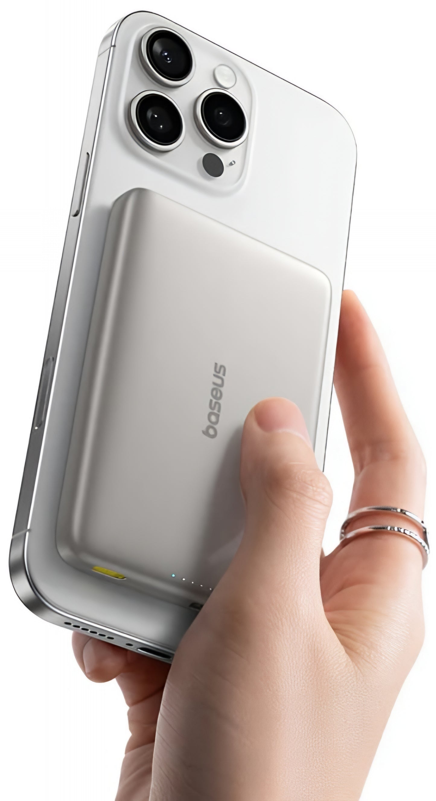Baseus PicoGo AM41 külső vezeték nélküli akkumulátor, 10000mAh, 27W, PD + FQI, 1 x QI - 1 x USB-C, bézs E0027203