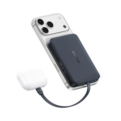 Baseus EnerFill FM11 vezeték nélküli külső akkumulátor, 10000 mAh, 30 W, PD + FQI, 1 x QI – 2 x USB-C, fekete E0028904