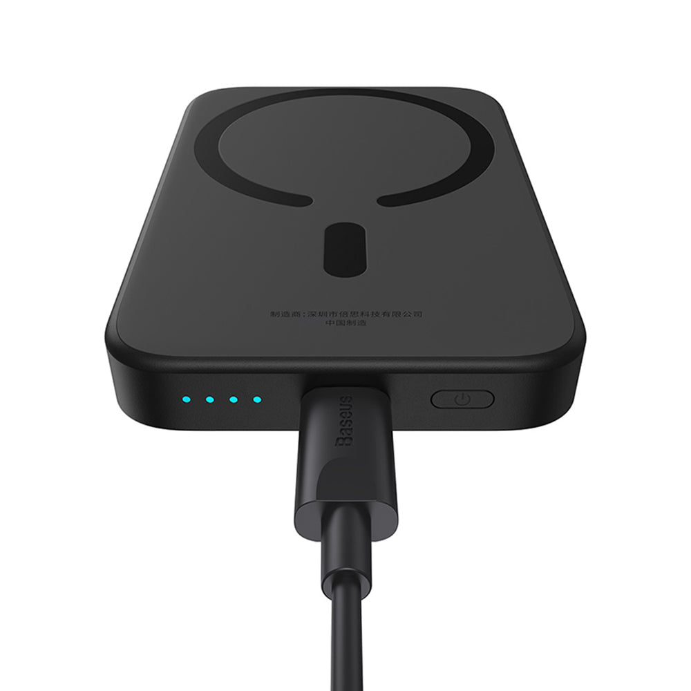 Baseus Mini Air külső vezeték nélküli akkumulátor, 6000mAh, 20W, PD + FQI, 1 x QI - 1 x USB-C, Fekete P10059002113-00