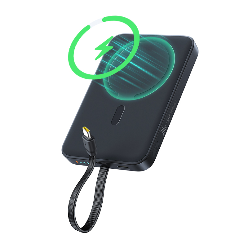 Baseus EnerFill FM11 vezeték nélküli külső akkumulátor, 10000 mAh, 30 W, PD + FQI, 1 x QI – 2 x USB-C, fekete E0028904