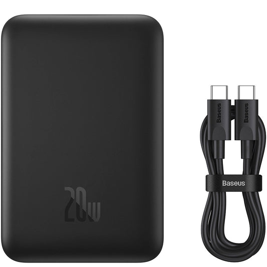 Külső vezeték nélküli akkumulátor Baseus Magnetic Mini, 10000mAh, 20W, PD + FQI, 1 x QI - 1 x USB-C, fekete PPCX070001