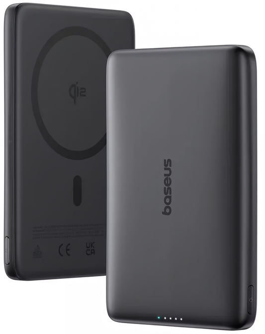 Baseus PicoGo AM41 külső vezeték nélküli akkumulátor, 10000mAh, 27W, PD + FQI, 1 x QI - 1 x USB-C, Fekete E0027201