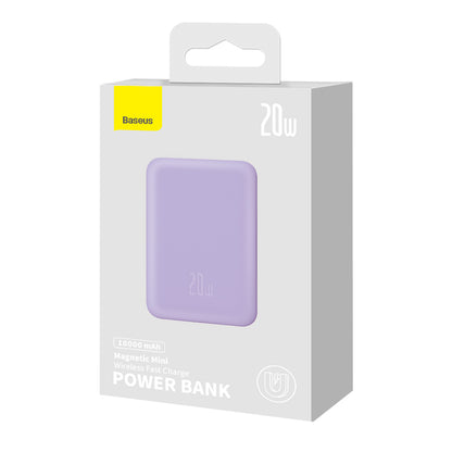 Baseus Magnetic Mini vezeték nélküli külső akkumulátor, 10000mAh, 20W, PD + FQI, 1 x QI - 1 x USB-C, Lila PPCX110105