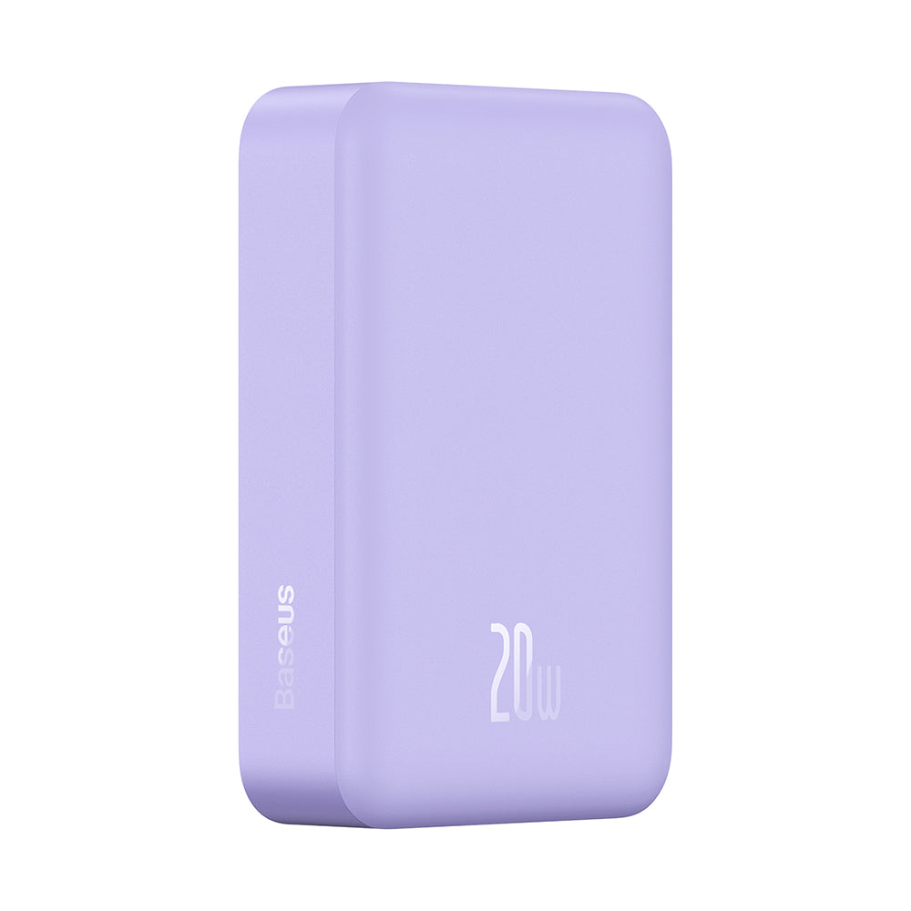 Baseus Magnetic Mini vezeték nélküli külső akkumulátor, 20000mAh, 20W, PD + FQI, 1 x QI - 1 x USB-C, Lila PPCX150005