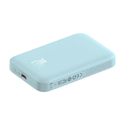 Baseus Mini Air vezeték nélküli külső akkumulátor, 6000mAh, 20W, PD + FQI, 1 x QI - 1 x USB-C, kék P10059002313-00