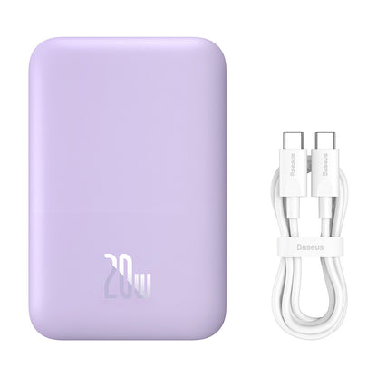 Baseus Mini Air vezeték nélküli külső akkumulátor, 6000mAh, 20W, PD + FQI, 1 x QI - 1 x USB-C, Lila P10059002513-00