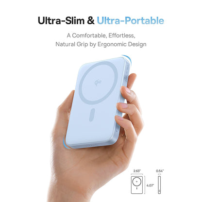 Baseus PicoGo külső vezeték nélküli akkumulátor, 5000mAh, 20W, PD + FQI, 1 x QI - 1 x USB-C, Kék P10076800313-00