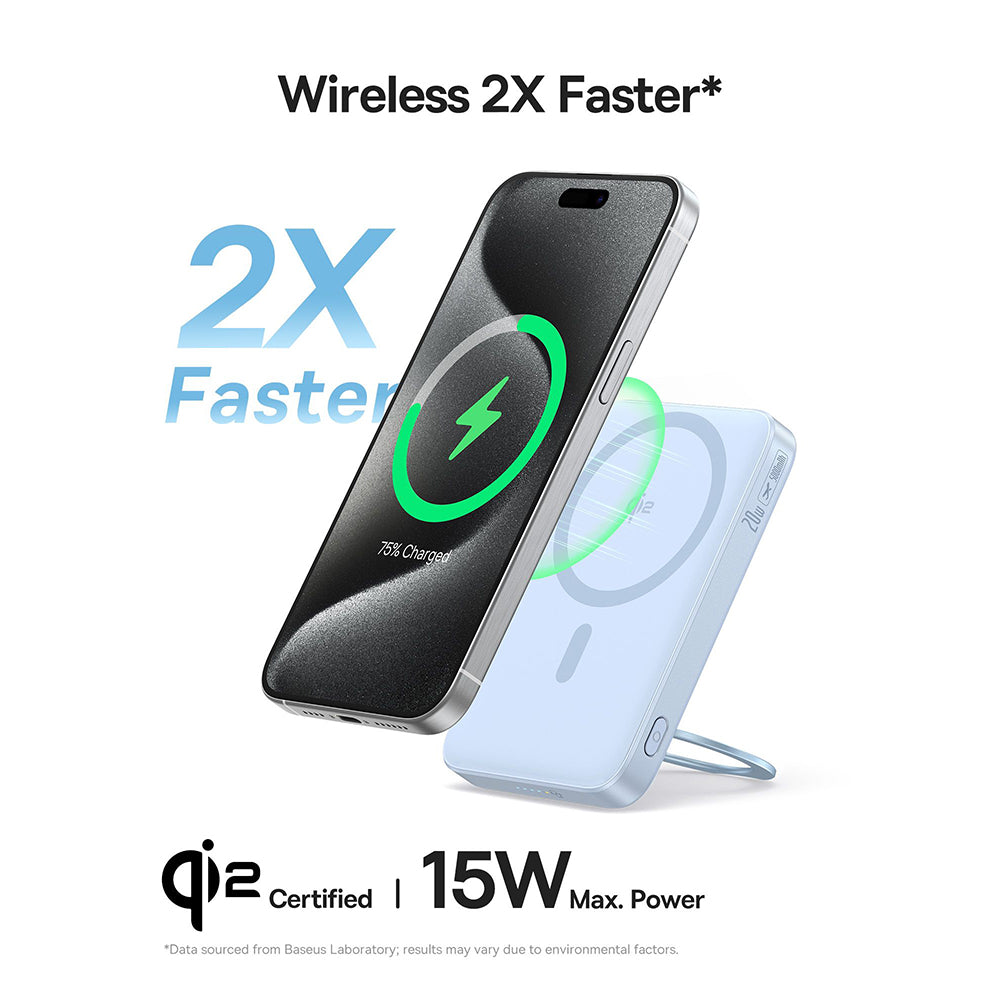 Baseus PicoGo külső vezeték nélküli akkumulátor, 5000mAh, 20W, PD + FQI, 1 x QI - 1 x USB-C, Kék P10076800313-00