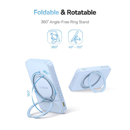Baseus PicoGo külső vezeték nélküli akkumulátor, 5000mAh, 20W, PD + FQI, 1 x QI - 1 x USB-C, Kék P10076800313-00
