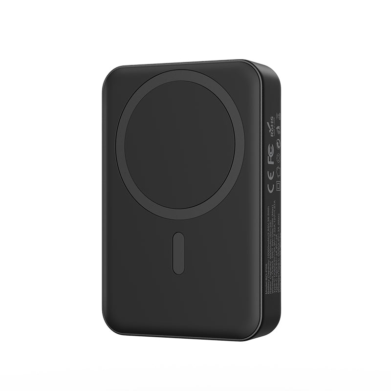 BWOO BO-P59 vezeték nélküli külső akkumulátor, 10000mAh, 20W, PD + FQI, 1 x QI - 1 x USB-C, Fekete