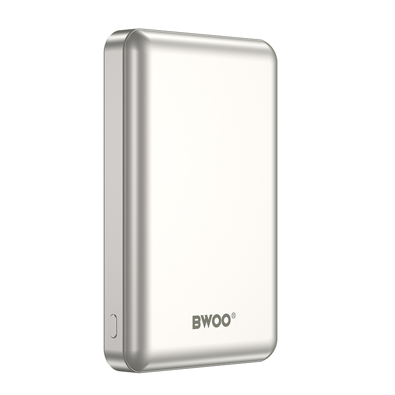 BWOO BO-P82 vezeték nélküli külső akkumulátor, 10000mAh, 22,5W, PD + FQI, 1 x QI - 1 x USB-C, Fehér