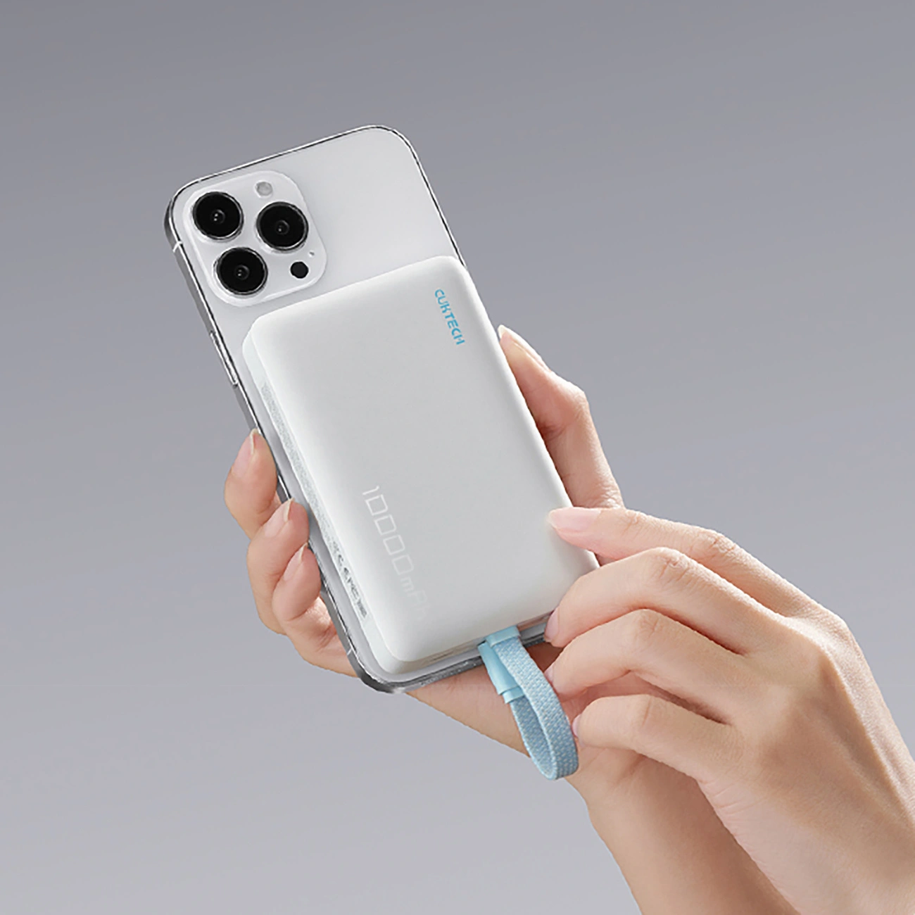 Cuktech CP132ML vezeték nélküli külső akkumulátor, 10000mAh, 22,5W, PD + QI, 2 x USB-C, Fehér
